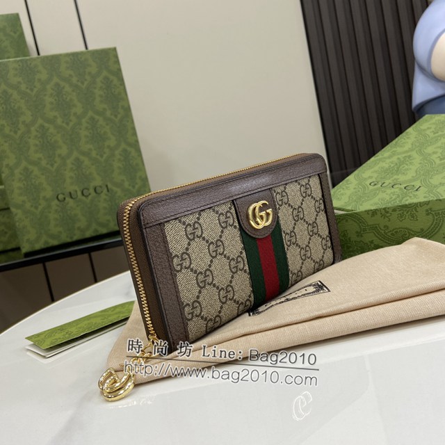 Gucci專櫃古馳最新款Ophidia系列GG全拉鏈式錢包 jh1979型號：523154